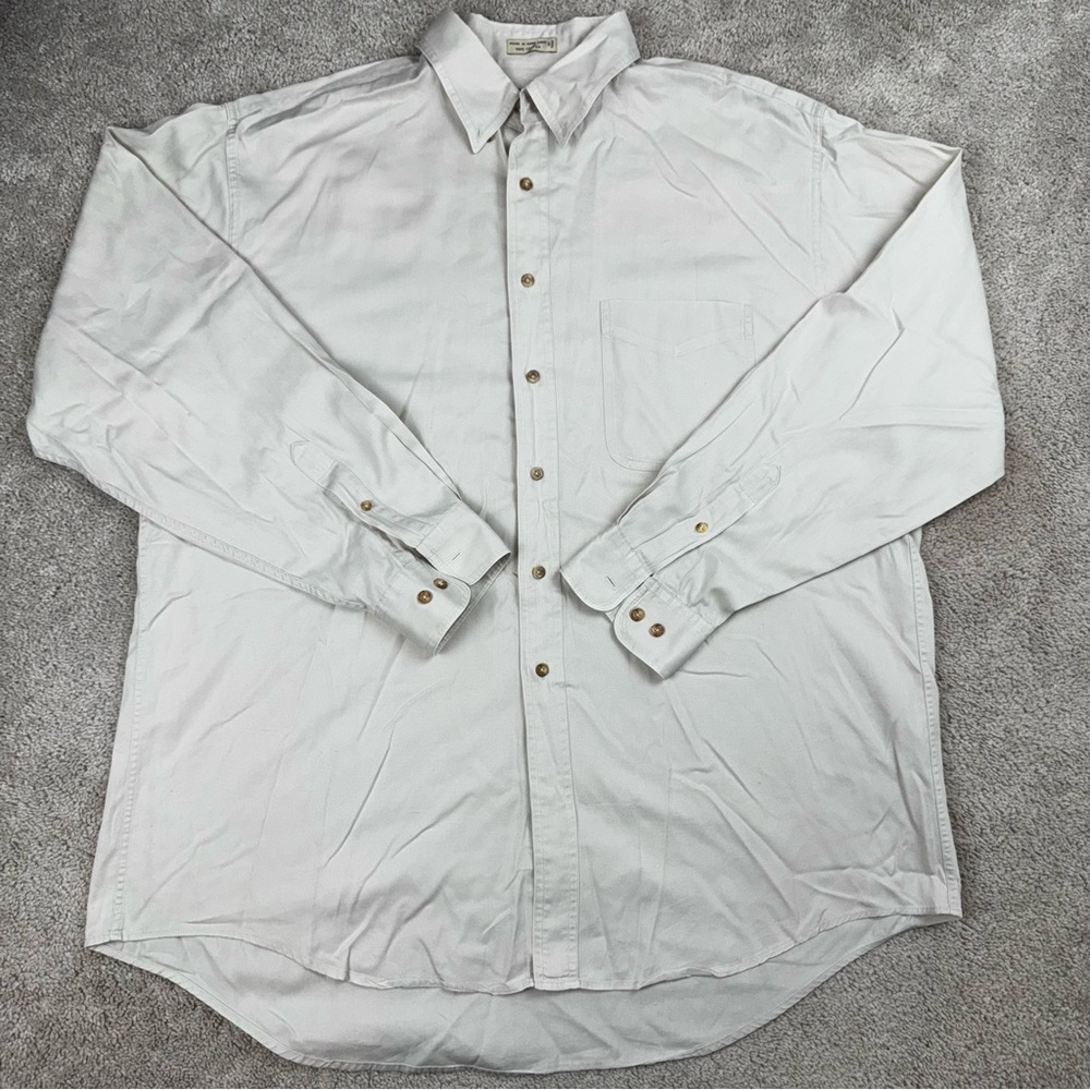 Abercrombie Fitch Mens XL Cream Long‎ Sleeve Button Down Shirt 100 Cotton